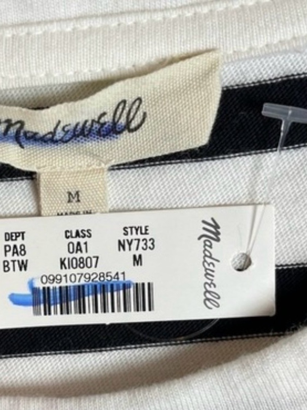 NWOT Madewell The Perfect Crewneck Tee Allday Jersey Striped Black White Medium - Picture 3 of 4